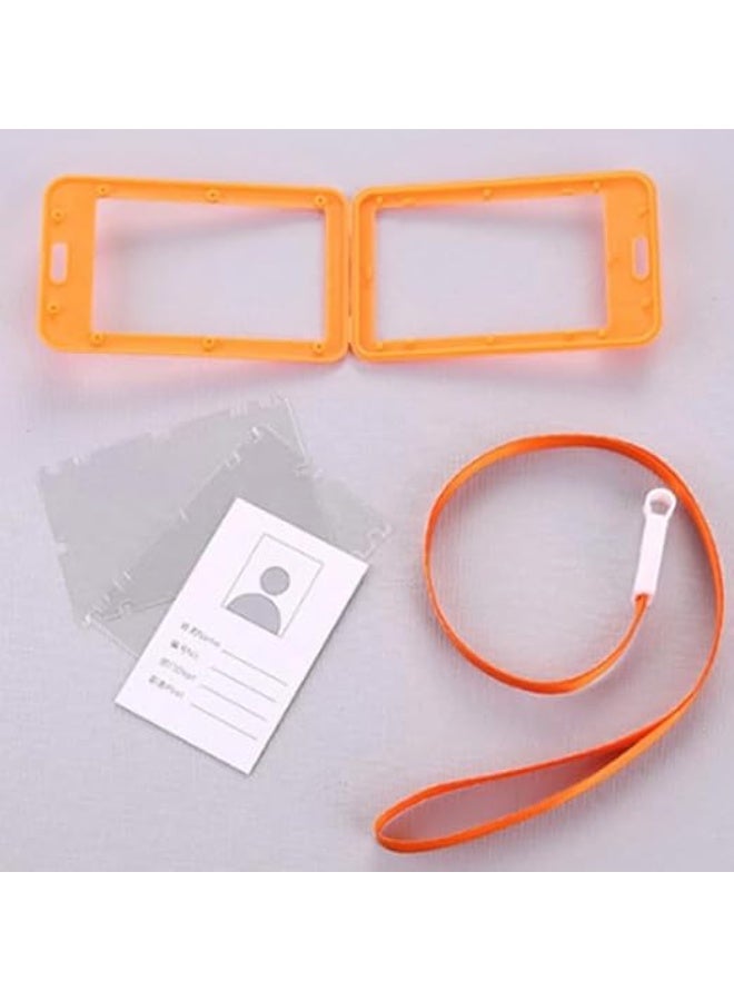 ID Badge Holder Clear Double Sided Waterproof Heavy Duty ID Badge Holder with Lanyard, Suitable for Office, School, Credit Cards, Exhibition Cards (Black) - Image 3